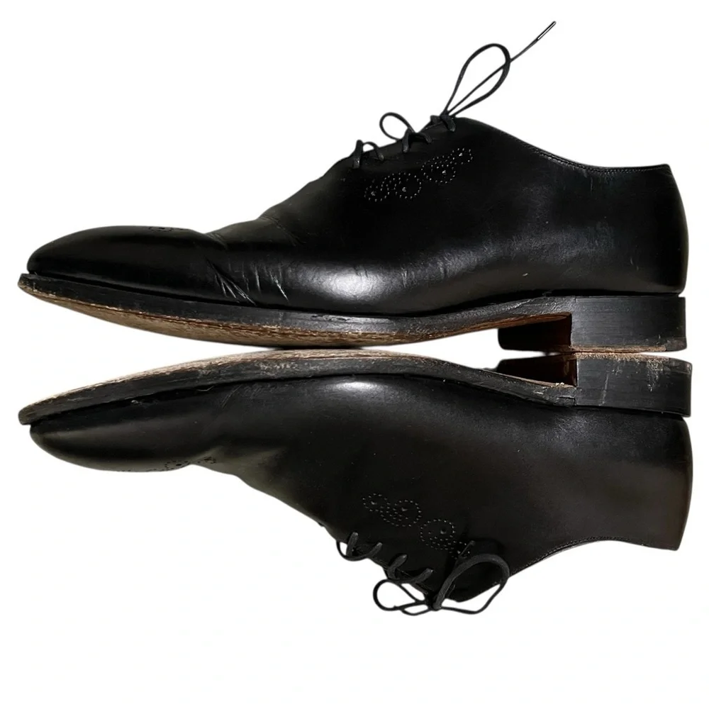 Charles Tyrwhitt men’s black leather lace up oxford dress shoes Made in England